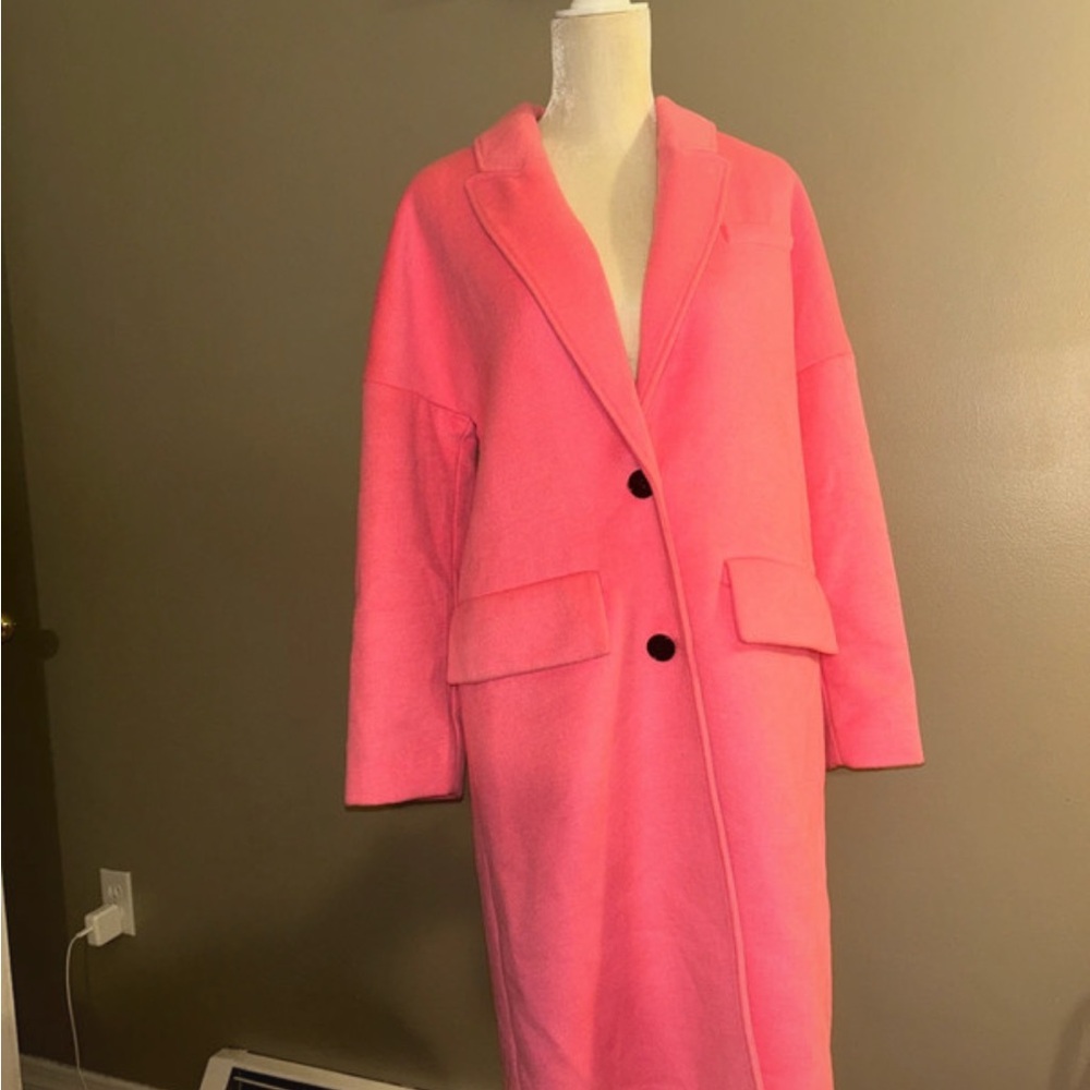 Zara Bright Pink Oversized Trench Coat